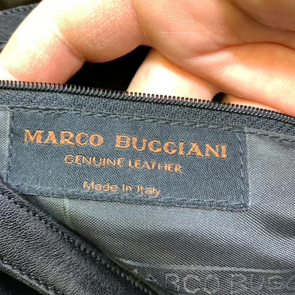 Vintage Marco Buggiani Satchel Handbag Purse Black Leather Top Handle